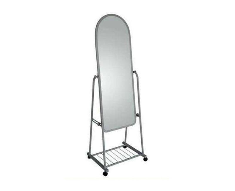 Floor Standing Dressing Mirror, Pastoral Style Home Mobile Standing Mirror Throughout Length, Adjustable Dressing Mirror - White