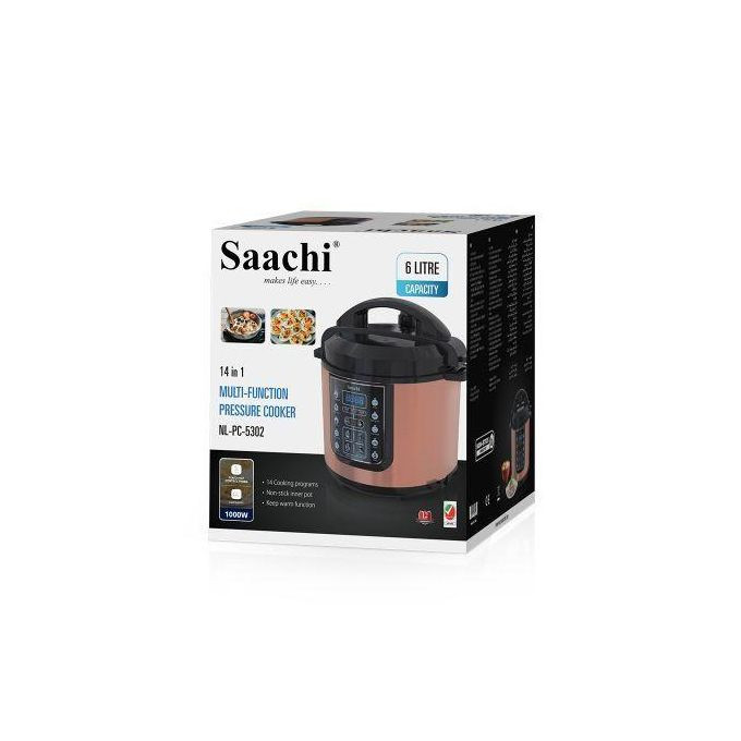 Saachi 14 In 1 Multi Function 6L Electric Pressure Cooker Rice Cooker Steamer - Brown.