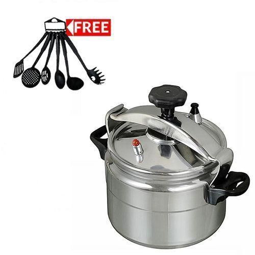 5 Litres Pressure Cooker And FREE Non Stick Serving Utensils - Silver
