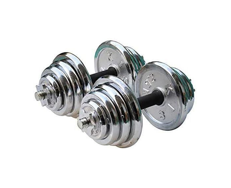 York 30kg Chrome Anti Rust Dumbbells Set -Silver