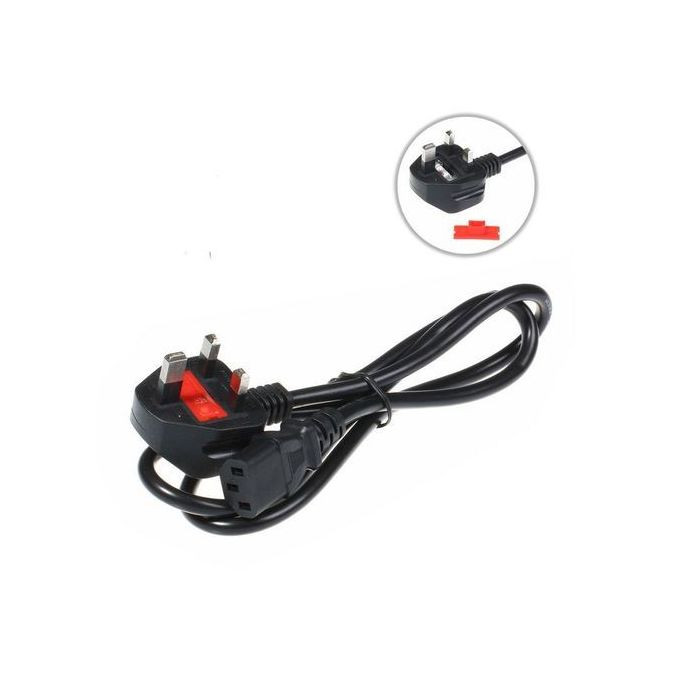 AC 3 Pin Computer Adapter Power Cord Cable with Fuse - Black