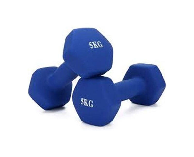Pair Of 5Kg Hex Gym Weight Dumbbells - Multicolor