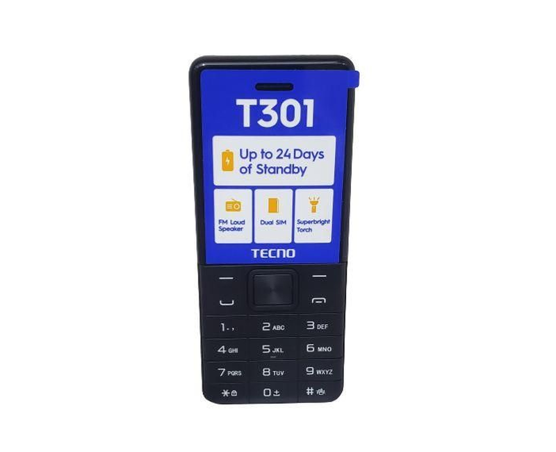 Tecno T301 Dual Sim, FM Loud Speaker, 1150mAh Battery- Black
