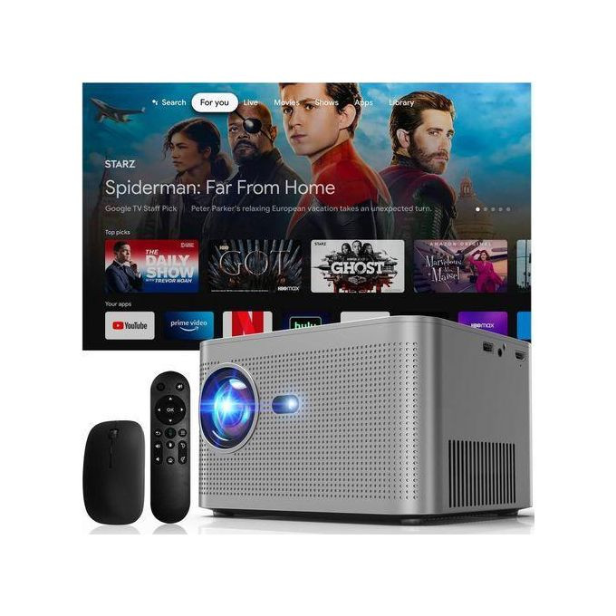 Portable Projector 4K 800 ANSI 3000 Lumens, WiFi 6, BT5.2, Auto/Keystone Focus, Voice Assistant, HDMI/TV Stick/TV Box/Mobile/USB/PS5/Laptop/Rotation, With HDMI Cable And Mouse Grey
