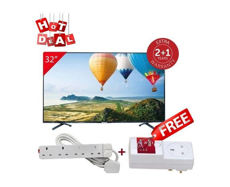 32" LED Digital TV + 4 Ways Heavy Duty Extension + Free TV Guard
