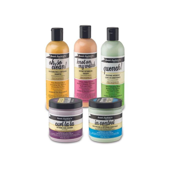 Aunt Jackie'S Curls & Coils Bundle, All 5 Products in Collection, Hydrate & Define Hair, Combat Frizz & Dryness, For all Hair Types and Textures Clear 12 Ounce