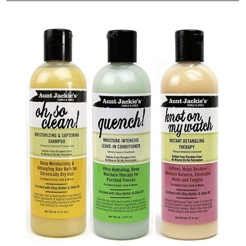 Aunt Jackie'S Combo -Oh So Clean Shampoo, Knot on my Watch Detangler, Quench Leave-in Conditioner 355 ml