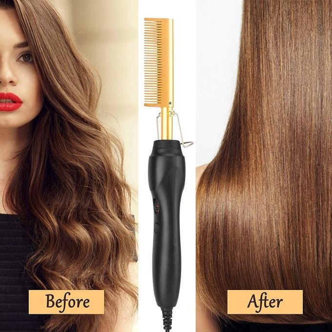 Hot Comb Hair Straightener Heat Pressing Combs - Ceramic Electric Hair Straightening Comb-Multi /1pc