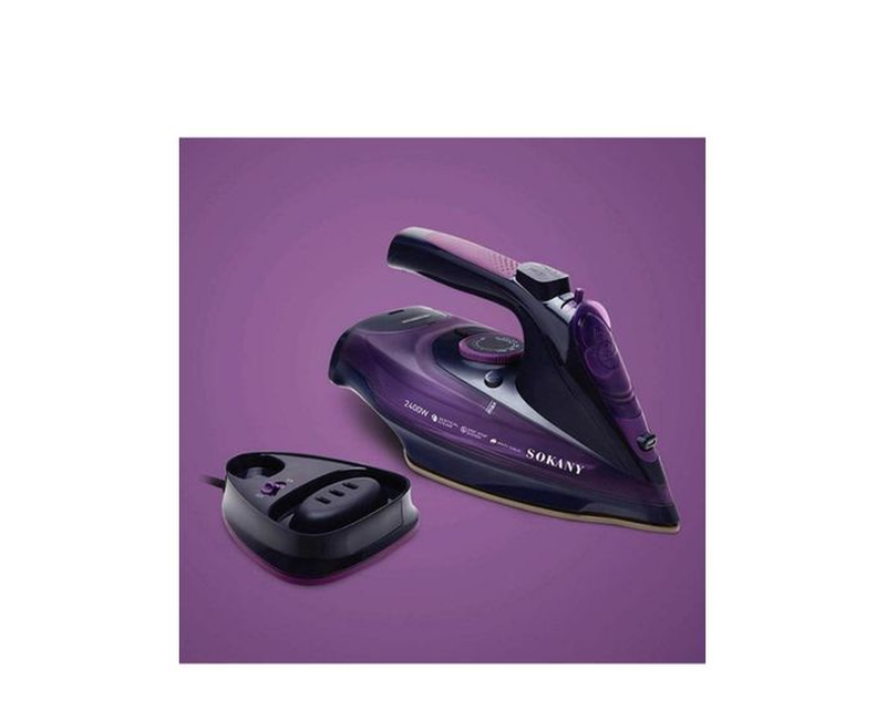 Sokany Electric Cordless Charging Steam Flat Iron - Black/Purple