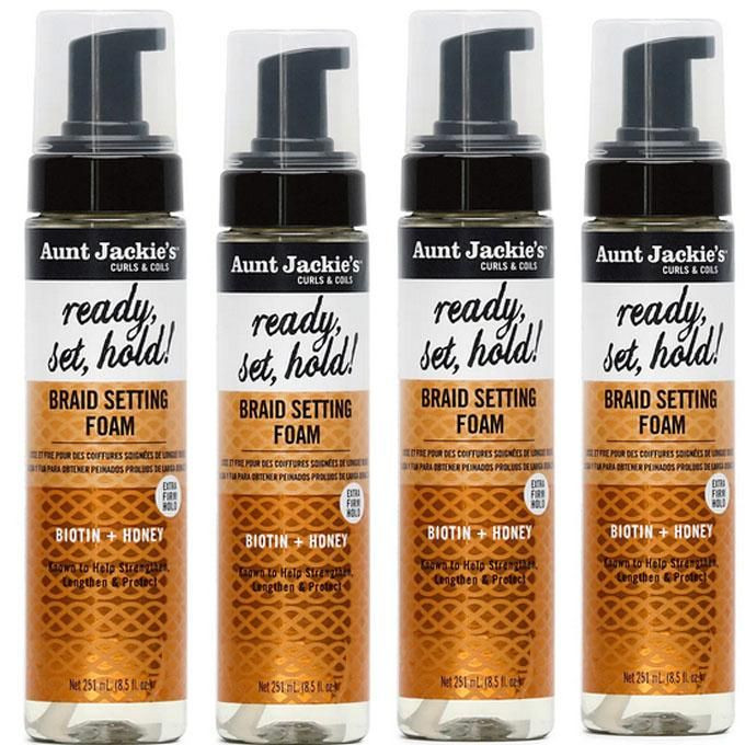 Aunt Jackie'S Ready, Set, Hold! Braid Setting Foam with Extra Firm Hold -251ml /4pcs
