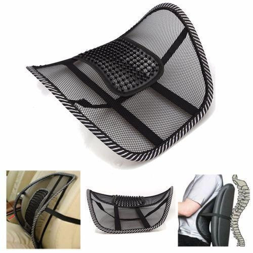Black Mesh Lumbar Back Brace Support Office Home Car Seat Chair Cushion Massage - Black