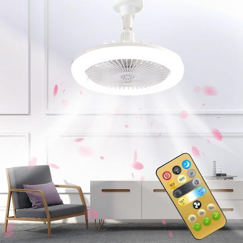 Ceiling Fan With Light And Remote Control, Ever LED Ceiling Fan Lamp, Adjustable, Timer, 3 Speeds and 3 Colour Temperatures, for Kitchen Bedroom Living Room - Multicolor