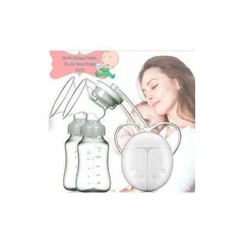 Portable Rechargeable Double Electric Breast Pump With 2 Baby Milk Bottles - Multicolor