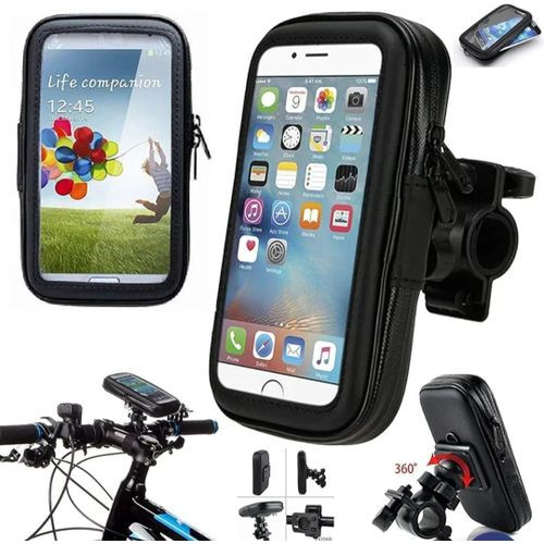 Weather Resistant Bike Mount Waterproof Cover,Motorcycle Frame Handlebar Bracket Bag Base Bike Mobile Holder - Black