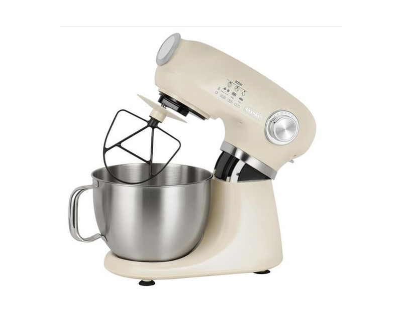 Geepas 3 In 1 Mixer 7 Level Speed, 5 Litre Stainless Steel Bowl, Splash Guard Convenient Design with Wisk, Dough Hook & Beater -Multi