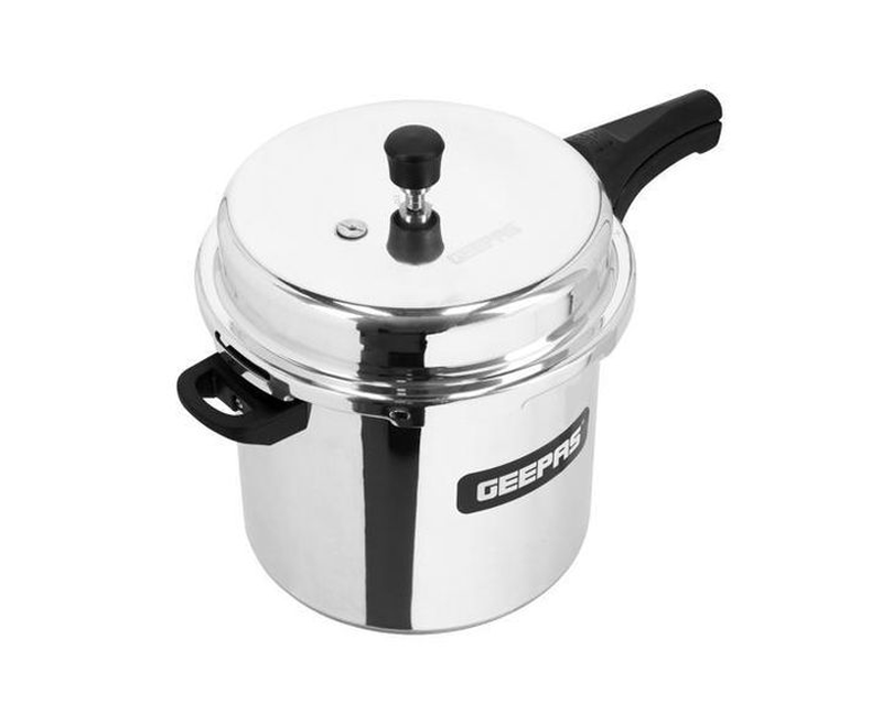 Geepas 7.5L Stainless Steel Induction Base Pressure Cooker - Lightweight & Durable Cooker with Lid, Cool Handle & Safety Valves -Silver