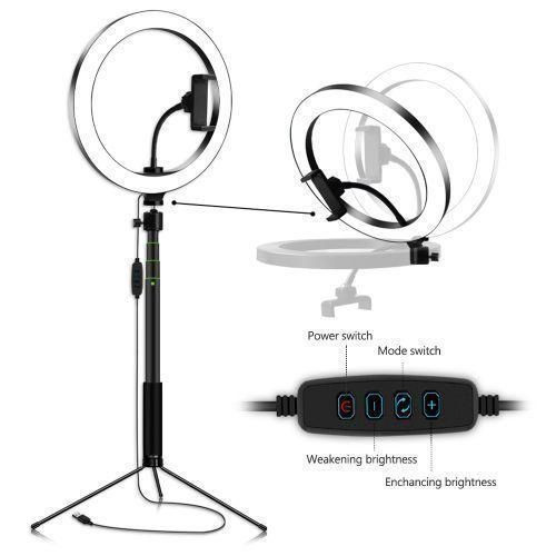 Ring Full Set 36cm/14inch Dimmable LED Studio Ring Light Lamp With A Tripod Stand - Black/White