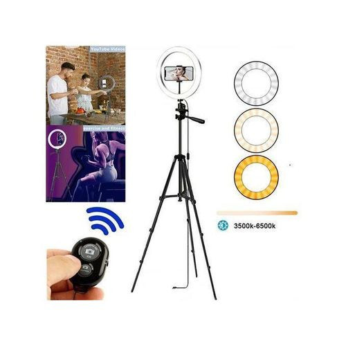 Ring Full Set 26cm/10inch Dimmable LED Studio Camera Ring Light Photo Phone Video Light Lamp with a Tripod Stand - Black/White