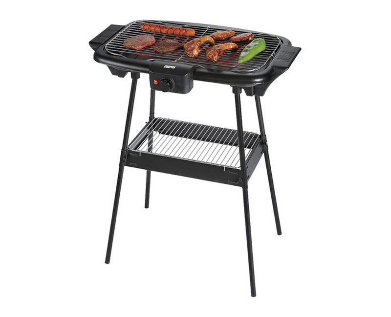 Geepas 2000W Electric Barbecue Grill Auto Thermostat Control With Overheat Protection Space Saving, Waterproof Chicken, Beef, Veggies & More, Black