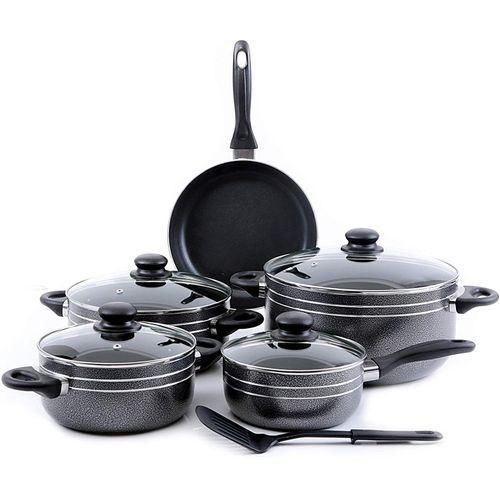 Non Stick Cook Ware Set Black, 20,22,26,28,30CM Pot And 26 Frypan - Black