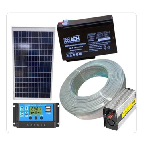 50AH Solar Battery + 100 Watts Solar Panel Kit + 10AH Controller + 300watts Invertor + 50M Cable Roll 1.5mm -Black