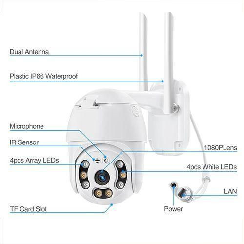 1080P Security Camera WIFI Outdoor PTZ Speed Dome Wireless I P Camera CCTV - White