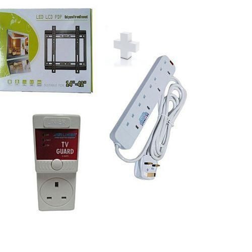Wall Mount Bracket 14 - 42 TV + FREE Tv Guard And FREE 4way Extension - White