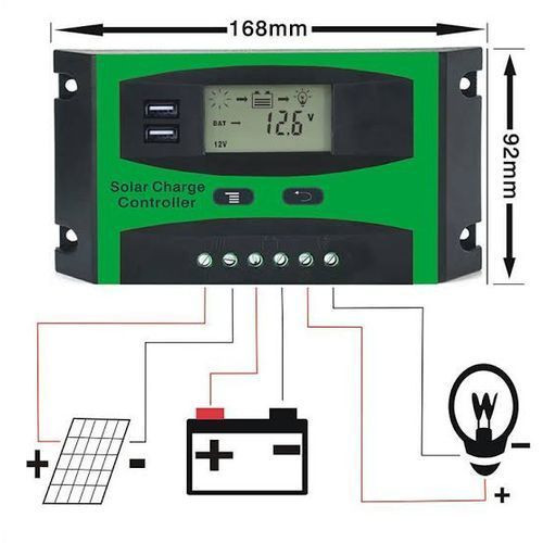 Pwm Solar Charge Controller 30A 12V 24V Auto PWM With 5V Dual USB Port Multiple Protection LCD Display Solar Panel Charging Discharging Regulator - Green