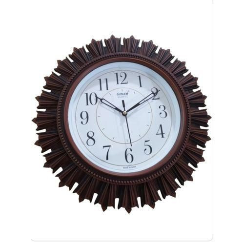 Classic Round Wall Clock - White,Brown