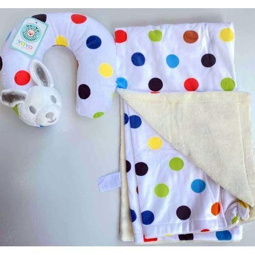 Warm Heavy Super Soft Baby Shawl Baby Receiver With Pillow - White & Dotts