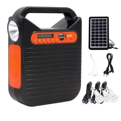 EASY POWER Mini Solar Lighting System With FM Radio,Usb Cable Port And Bluetooth-Black