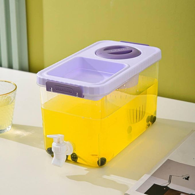 4L With Lid Teapot Lemonade Bucket Refrigerator Cold Kettle Water Large Capacity Iced Beverage Dispenser Leakproof Mini Fridge Tank For Holiday Parties Family Gatherings- Colourless