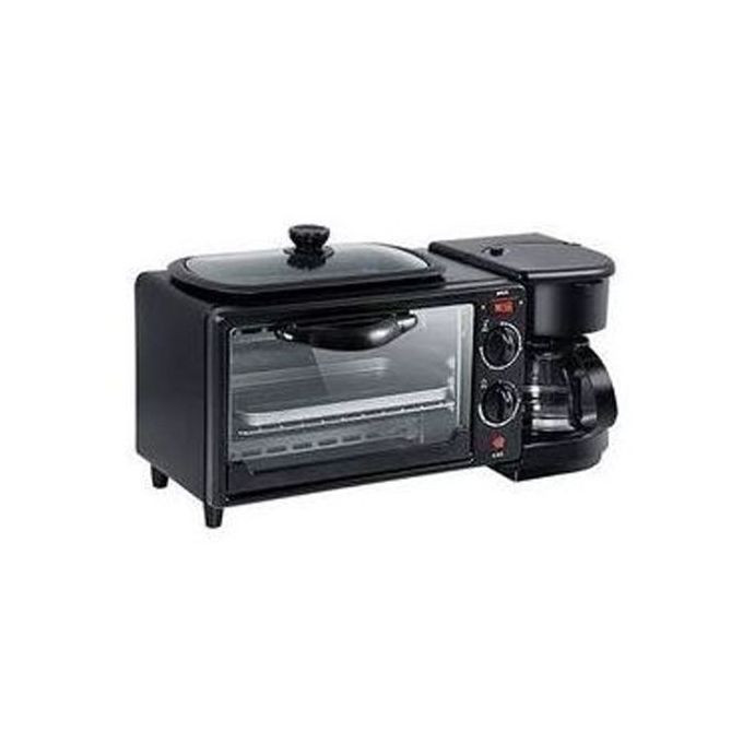 Hoffmans 3 In 1 Home Breakfast Machine Maker Coffee Frying Pan Bread -Black&Red