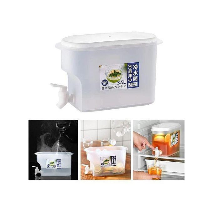 3.5L Fridge Beverage Dispenser With Faucet In Refrigerator Container- Colourless.