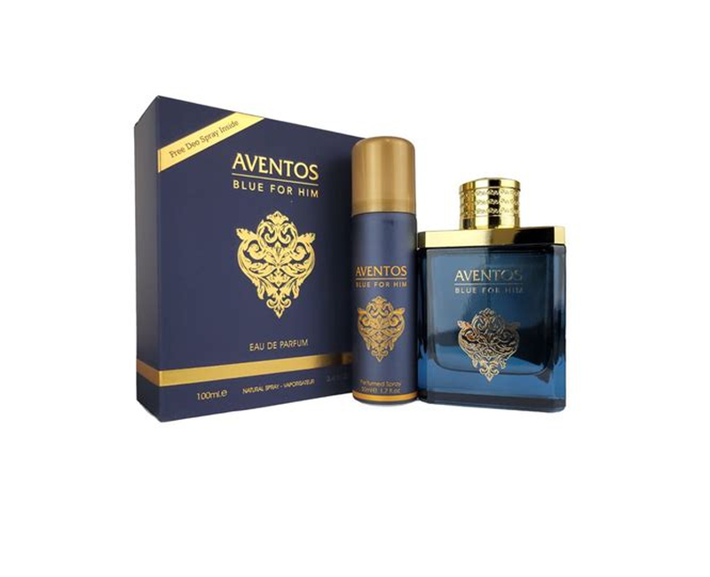 Fragrance World Aventos Blue For Him Perfume 100ml With Free 50ml Deodorant Spray