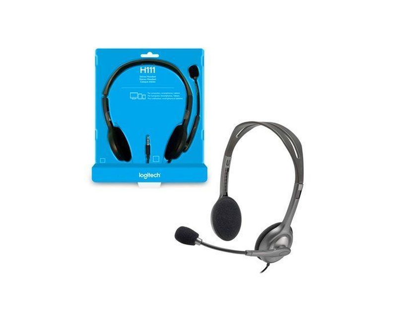 Logitech H111 Headsets with Rotating Mic, Black