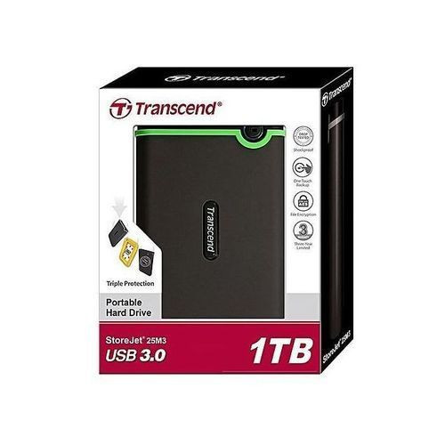 Transcend Portable USB 3.0 Hard Disk - Black, Green -1 TB