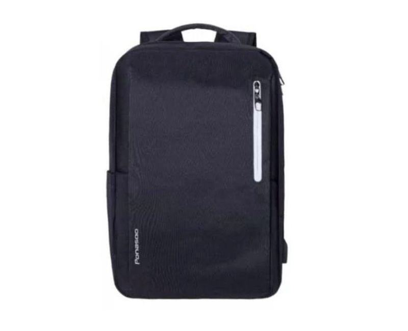 Panasoo Sleek Black Laptop Backpack with Front Zipper Pocket - Black