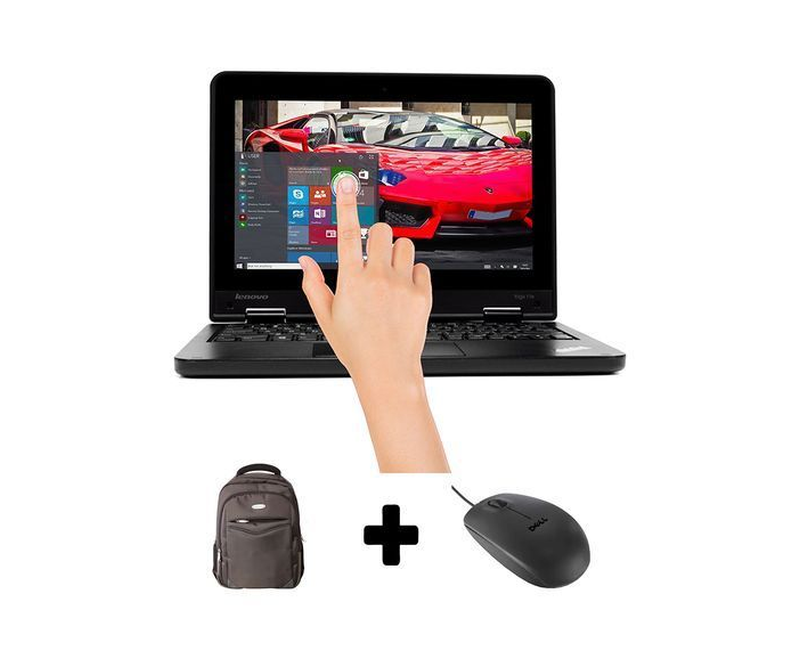 Lenovo Thinkpad Refurbished Yoga 12 Inch Mini Intel 128GB SSD 4GB RAM Bag Mouse 4 To 5Hrs-Black (6MTHS WRTY)