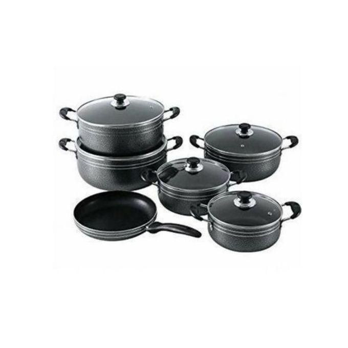 Tornado 6 Piece Non-stick Saucepan Cookware Pots, Black.