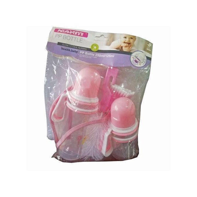 Baby 5 Pcs Baby Set With Bib/Earbuds/Bottles/Cleaner-Pink,Blue,
