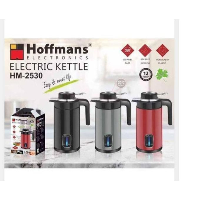 Hoffmans Electric Dual Kettle/Flask HM-2530 Fast Boiling Large Capacity 2.5L - Black & Red