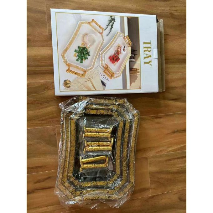 3Pc Set Of Vlgari Trays- Color Black & White