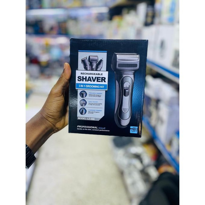 3-in-1 Rechargeable Shaver Grooming Kit-COLOR-Black