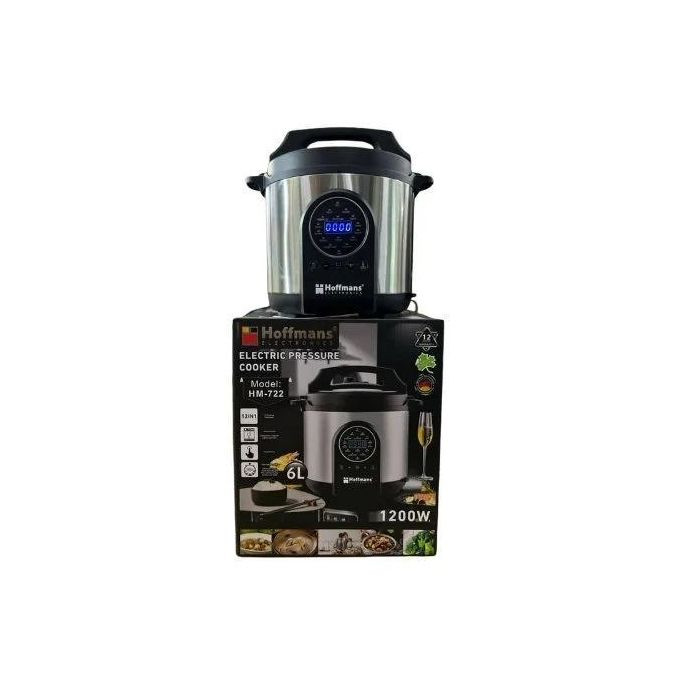 Hoffmans 6L- Electric Pressure Cooker-1200W-Silver & Black