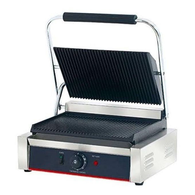 Single Commercial Sandwich Grill Maker-Silver & Black