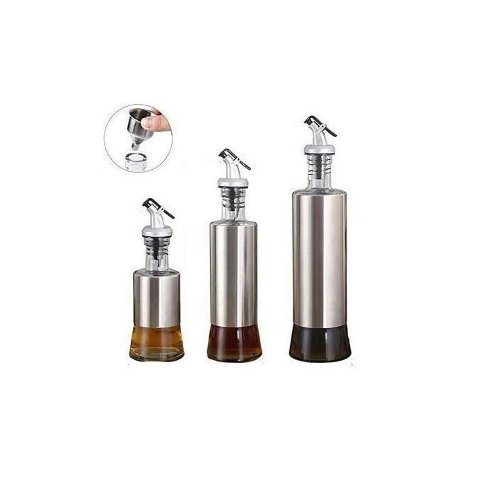 3 Pcs Glass Vinegar Cooking Oil Dispensers Sauce Sprayer Bottle Set -Colourless.