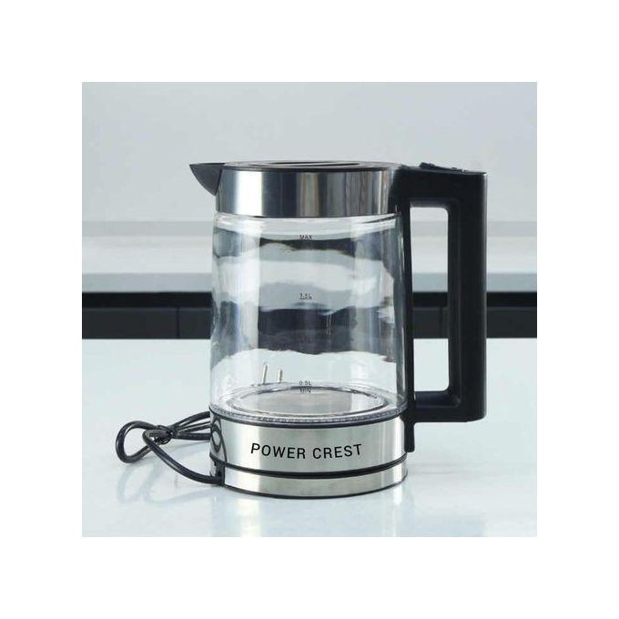 PowerCrest Electric Kettle - Silver, Black -2.2 Ltr