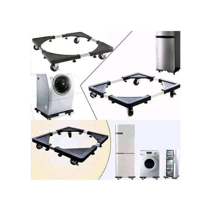 Adjustable Movable Base Stand For Washing Machines & Refrigerators- Color Black.