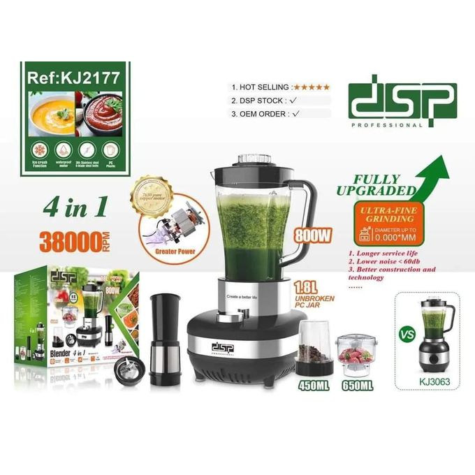 Dsp 4 In 1 Powerful Commercial Food Processor With Juicer Blender And Grinder- Color, Black